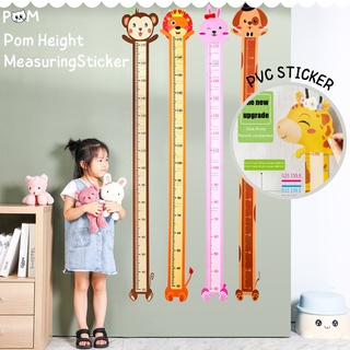 Pom Cartoon Height Measure Wall Sticker for Kids Rooms Growth Chart Nursery Room Height Chart