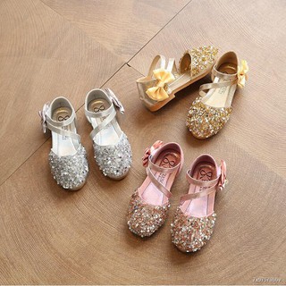 ◕∋Girls' shoes bowknot princess sequins shoes