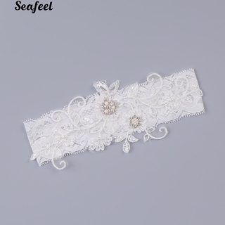 🎉Wedding Faux Pearl Rhinestone Lace Floral Bridal Leg Garter Thigh Ring Belt🎉 (8)