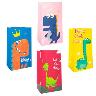 12Pcs Cartoons Dinosaur Paper Candy Gifts Bags Jungle Party Decora Sweet Gifts Box Kids Birthday Baby Shower Party Supplies