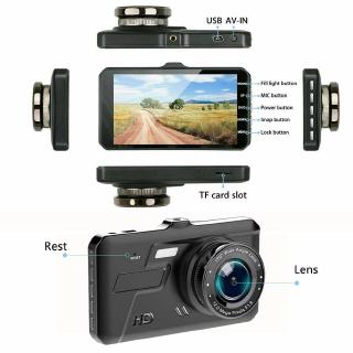 4" Car DVR 1080P HD Dual Lens Dash Cam Front and Rear Camera Video Recorder