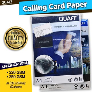 Photocopy Paper۞QUAFF Calling Card Paper Matte 220GSM / 250GSM A4 Size (50sheets / pack)