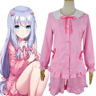 Anime Eromanga Sensei Izumi Sagiri Sleepwear Pajamas Cosplay Costume+Free Hairpins