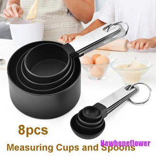 NFPH❀ 8Pcs/Set Stainless Steel Measuring Cups And Spoons Set Kitchen Baking Gadget