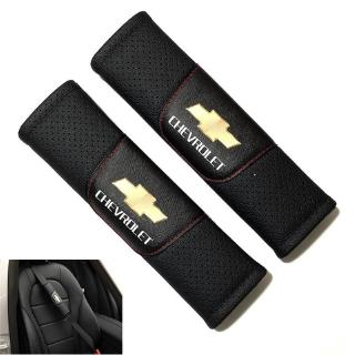 2Pcs Chevrolet Black Leather Auto Car Seat Belt Covers Shoulder Pads Cushion (HQ08)