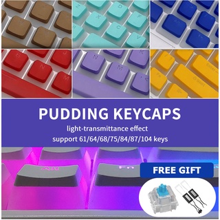 PBT Pudding Keycaps 61/71/87/104/108 Pcs key caps Ergonomic Backlit Keycaps for RK61 RK71 87 keys cap Mechanical Keyboard