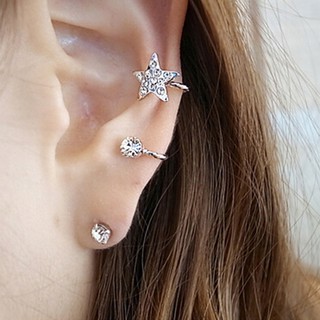 【LK】1 Pc Women's Fashion Elegant Earring Rhinestone Ear Cuff Warp Clip Ear Stud
