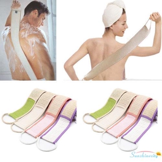 HGL♪Exfoliating Loofa Back Strap Bath Shower Body Sponge Body Scrubber Brush Personal Washing Tool