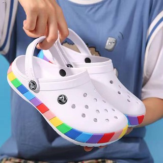 flat shoes✌❣❄New Rainbow Color Crocs Low Heels For Women