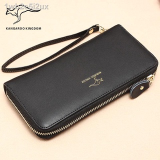 [Cowhide + genuine] Kangaroo ladies wallet long leather zipper wallet Korean fashion wallet female h