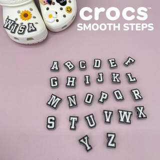 【Ready Stock】Women Shoes ♧♧CROCS JIBBITZ CHARM WHITE AND BLACK LETTERS A-Z CROCS CLOGS INDIVIDUAL OR