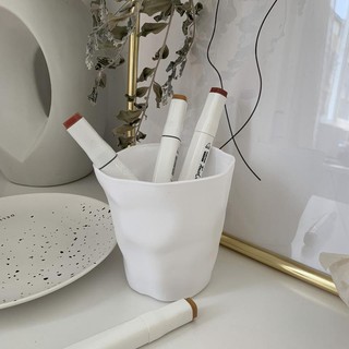 Rika Life~ ins wind simple white pen holder irregular design office stationery desktop storage mini trash can desktop trash can