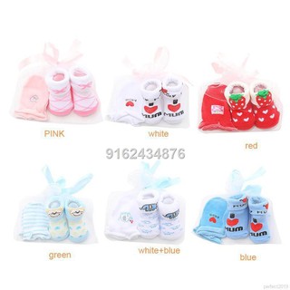 ✨ perfect ❀ Baby Printed High Tube Cotton Socks+ Printed Anti-grab Gloves 2PCS