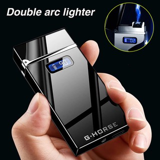 USB Electronic Charging lighter Dual Arc Plasma Cigarette Lighter LED Power Windproof Electric Pulse