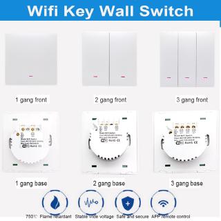 Wifi Smart Wall Switch Light Control Key button Wall Switch need Neutral wire EU Work With Alexa Google Home Smart life APP (6)