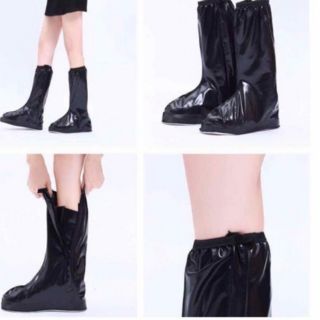 High quality thick long zipper style rain boots shoe cover 100% waterproof non-slip night vision