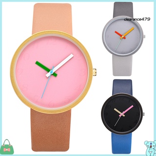 clearance479 Unisex Faux Leather Strap Round Dial Candy Color Analog Quartz Wrist Watch Gift