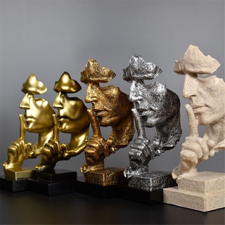 Silence Is Gold Statue Resin Abstract Nordic Sculpture Figurine Home Decoration Modern Art Office TV