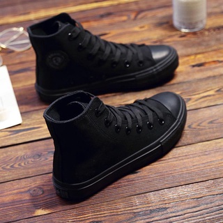 ❒☃Shoes all black women s shoes canvas shoes lovers cloth shoes Korean flat work shoes board shoes small black shoes casual shoes tide