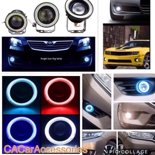 2Pcs 2.5 Inch 64mm Projector COB LED Car Fog Light Halo Angel Eyes Rings DRL White 12V