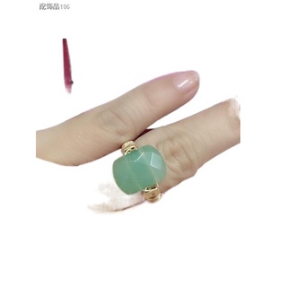 △♗♛Us10k gold + natural stone jade jewelry ring
