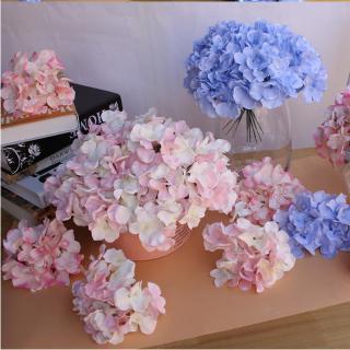 [With free stems] Artificial Hydrangea Bouquet Flower Home Decoration Silk Fake Flowers Wedding Decor