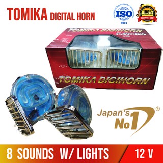 TOMIKA Digital Horn 12V - High Quality (8 Sounds with Lights) Loud & Clear