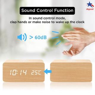 Modern Wooden Wood Digital LED Desk Alarm Clock Thermometer Qi Wireless Charger Home Office (5)