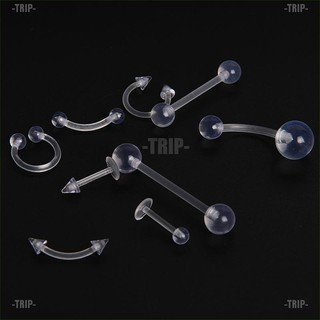Trip ❤ 9pcs Clear Color Belly Navel Tongue Lip Rings Bars Studs Body Piercing Jewelry