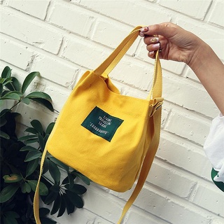 Japanese and Korean Style Fashionable Artistic All-Match Embroidered Portable Shoulder Messenger Bag Women's Canvas Bag Small Bucket Bag