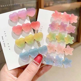 New arrivals Soft Candy Pure Color Peach Heart Clip Duckbill Clip Set Small Fresh Hair Accessories For Girls Women Sugar Star Heart Soft Candy Pendant Mold Gummy Candy Hairpin
