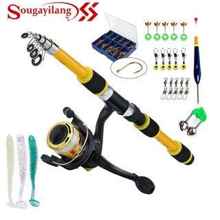 Sougayilang 1.8M Fishing Rod Reel Set EVA Handle Glass Fiber Telescopic 6 Sections Fishing Rod for Freshwater Kids Fishing