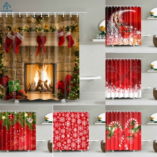 Merry Christmas Trees Snowman Santa Claus Snowflake Shower Curtains Bathroom Curtain Frabic Polyester Waterproof Bath