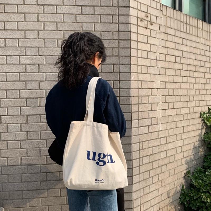 Korean Chic Harajuku Solid Color Schoolbag Ins Girl Canvas Tote Bag