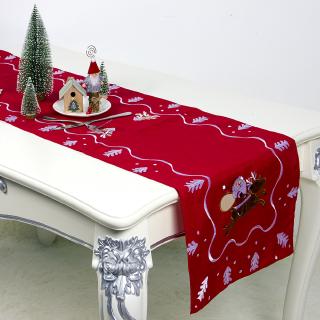 Cloth art Santa embroidery table flag Christmas dining room table cloth decoration