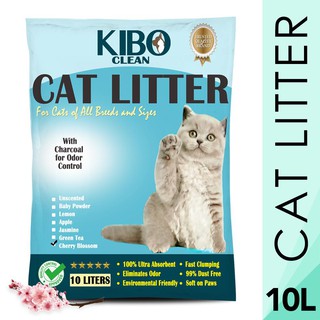 Kibo Clean Clumping Charcoal & Odor Control Cat Litter (CHERRY BLOSSOM) 10L