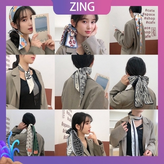 ZinG silk scarf hair band ponytail ribbon Korean style long plaid bow ribbon accessories