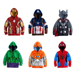 The Avengers Boys Jacket Captain America Spiderman Iron Man Kids Jacket Superhero Hooded Zipper Boys