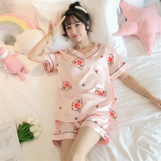 Silk Pajama Set Sleepwear Terno Night Wear Home Lounge Wear Women Lingerie