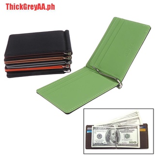 【ThickGreyAA】1X Money Clips Wallet Purse Ultrathin Slim Leather Wallet ID Cr