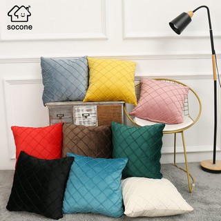 Socone Luxury Velvet Fabric Solid Color Pillow Case Sofa Waist Throw Cushion Cover Home Decor 4324