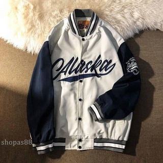 2021 Spring Autumn Hong Kong Style Retro Color Matching Letter Embroidery Baseball Uniform Couple Jacket Men Women ins Trend