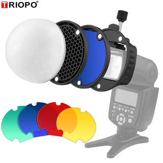 TRIOPO Flash Light Modifier Accessories Kit w/ Magnetic Mount Adapter + Diffuser Ball + Color Gel...