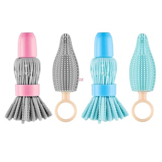 DE 2Pcs Newborn Baby Bottle Cleaner Brushes Set Silicone 360 Degree Rotation Baby Milk Bottle Nipple Cup Clean Cleaning Brush