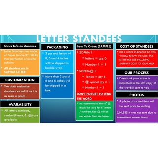 postcards▥❂PER PIECE : 12 inches letter standee - letter standees (check photo FOR INSTRUCTIONS)