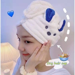 Simplove Korean style cute quick dry hair cap turban wrap towel hat bathroom hair-drying cap C840