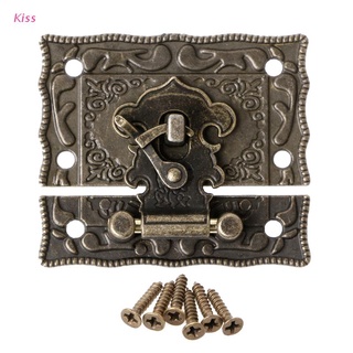 kiss 55mmx47mm Vintage Style Latch Wooden Box Hasp Pad Chest Lock Bronze Tone Antique