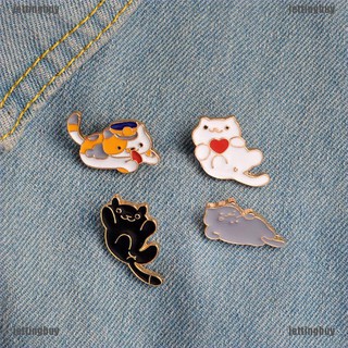 JYPH 4PCS/Set Enamel Cartoon Animal Cat Brooch Pin Shirt Collar Pin Women Jewelry joie