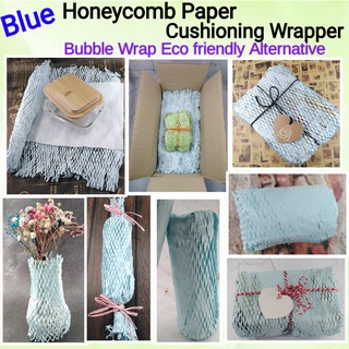 Honeycomb BLUE Paper Wrapper Cushioning & White Interleaf Paper (Bubble wrap eco friendly)