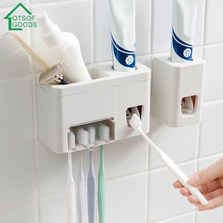 Wall Mounted Automatic Toothpaste Dispenser Tooth Brush Holder Squeezer